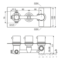 Змішувач-термостат для ванни прихованого монтажу Excellent Suprema P ARAC.GR-AZ-34 хром