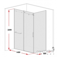 Душевая кабина Liberta Legia 1400x900x2200 профиль хром, стекло прозрачное