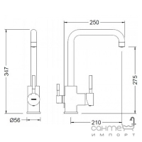 Змішувач для кухні з виливом для фільтрованої води, фільтром та вентилями Genebre Tau FT65702 хром