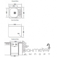 Кухонная мойка Ukinox Comfort 580.488 GT 8K L декор оборотная