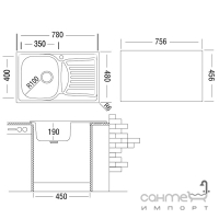 Кухонная мойка Ukinox Comfort COL 780.480 GT 8K декор