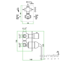 Змішувач для ванни/душа прихованого монтажу на 3 споживачі Fiore Koko 87 CR 7501 хром