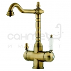 Змішувач для кухні з проливом для фільтрованої води Fabiano FKM 31.8 Brass-Antique антична латунь
