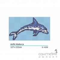 Панно из мозаики, дельфин 126x221 Mosavit Decoracion Animales Acuaticos DELFIN MALLORCA
