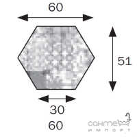 Керамограніт універсальний шестикутний 60х60 Mutina Dechirer Esagona Decor Piombo, арт. PUDD73