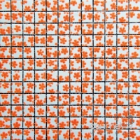 Мозаика 31,6x31,6 Mosavit Design Dreams Flor NARANJA (белая, оранжевая)