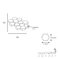 Мозаика 30х30 Mutina Phenomenon Mosaics Honeycomb A Bianco, арт. TYPHA01