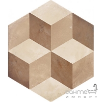 Плитка шестиугольная, декор 25x21,6 Marca Corona Terra Esagono Cubo vers. C