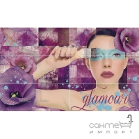 Настінна плитка, декор-панно 20x50 Ceramika-Konskie Marina Glamour Violet Inserto.