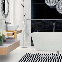 Настінна плитка, декор 20x60 Ceramika-Konskie Black White Geo 2 Inserto (глянсова)