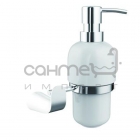 Дозатор жидкого мыла с держателем Devit Katarina 8556148W керамика, хром/белый