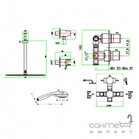 Душевой гарнитур скрытого монтажа со смесителям-термостат Fiore X-Termo хром