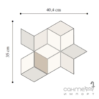 Керамогранит универсальный, ромб 70х162 Mutina Tex Runner 2 White (white + olive & cream), арт. RERUN02