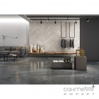 Керамогранит универсальный 45x90 Coem Brit Stone Rett Graphite (темно-серый, полуполированный)