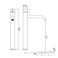 Змішувач для раковини високий Linki Insert INS 012 нержавіюча сталь/кольорова ручка