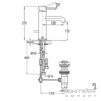 Смеситель для раковины с донным клапаном Steinberg Series 100 100 1755 Хром