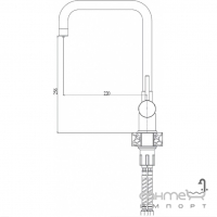 Комбінований змішувач із виливом для фільтрованої води Fabiano FKM 31.6 S/S Inox Нержавіюча Сталь