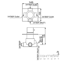 Переключатель на 3 положения скрытого монтажа Jaquar Florentine FLR-CHR-5287 хром