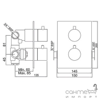 Смеситель-термостат для ванны/душа скрытого монтажа Jaquar Florentine FLR-CHR-5671HF хром