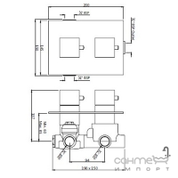 Переключатель на 3 потребителя скрытого монтажа Jaquar Kubix KUB-CHR-35693 хром