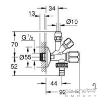 Комбінований кутовий вентиль Grohe Angle valve 22036000