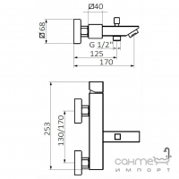 Смеситель для ванны GRB White 60225602 белый