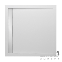 Квадратний душовий піддон із литого мармуру з сифоном Eger 599GB-1010S білий/хром