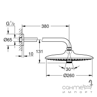 Верхній душ з кронштейном 3-режимний Grohe Euphoria 260 26458000 хром