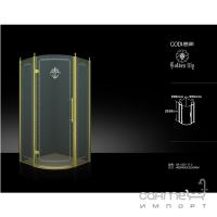 Полукруглая душевая кабина Godi Golden Lily 1007 gold/transparent gloss