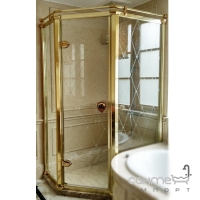 Пентагональна душова кабіна Godi Princeton SR2005 100х100 gold/transparent gloss