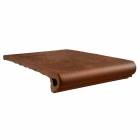 Клинкерная плитка, ступень 33x33 Gres de Aragon Antic Peldano redondeado 33 Brown (коричневая)