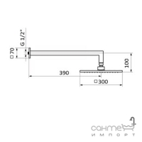 Верхний душ с держателем GRB Slim 05027010 хром