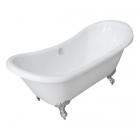 Акриловая ванна отдельностоящая Volle 12-22-314 на ножках с сифоном белая/ножки серебро
