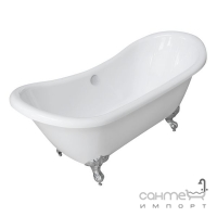 Акрилова ванна окремостояща Volle 12-22-314 на ніжках з сифоном біла/ніжки срібло