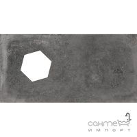 Керамограніт універсальний, декор 40x80 Flaviker Backstage Graphite Hexagon Hole Rectified (матовий, ректифікат)