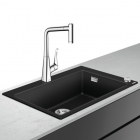 Кухонна мийка із граніту silicatec + змішувач для кухні Hansgrohe C51-F660-02 43213000