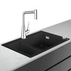 Кухонна мийка із граніту silicatec + змішувач для кухні Hansgrohe C51-F635-0 43215000