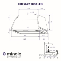 Встраиваемая вытяжка Minola HBI 5622 хх 1000 LED цвета в ассортименте