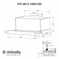 Телескопічна витяжка Minola HTL 6612 ххх 1000 LED кольори в асортименті
