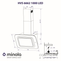 Пристінна витяжка Minola HVS 6662 BL/I 1000 LED чорна/нержавіюча сталь