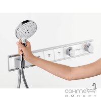 Змішувач-термостат для душу прихованого монтажу на 4 споживачі Hansgrohe RainSelect 15357400 білий/хром