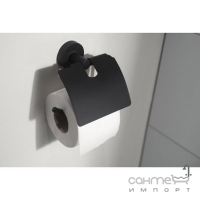 Тримач для туалетного паперу з кришкою Haceka Kosmos Black 402913 чорний матовий