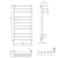 Стальной полотенцесушитель Paladii Етюд 630x1200 ЭД402 нержавеющая сталь