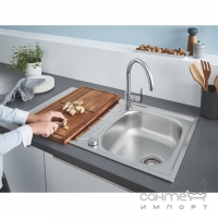 Кухонна мийка Grohe K200 + змішувач для кухні Bau Edge 31562SD0 нержавіюча сталь