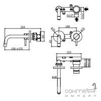 Смеситель для раковины скрытого монтажа Paffoni Light LIG 101 NO 70 матовый черный