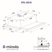 Телескопічна витяжка Minola HTL 5010 FULL INOX 430 нержавіюча сталь