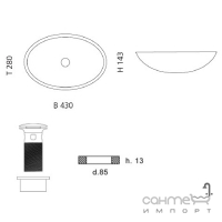 Раковина на столешницу Glass Design Cristallo DE MEDICI Ice Oval Small ICEOVSMST01F4 Transparent