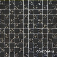 Мозаика 30x30 Grand Kerama Шахматка черная-завиток платина, арт. 807