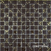 Мозаика 30x30 Grand Kerama Шахматка шоколад-завиток золото, арт. 808