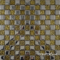 Мозаика 30x30 Grand Kerama Микс шахматка платина-золото рельеф, арт. 945